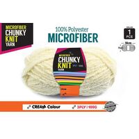 Chunky Knitting Wool/Yarn 100G - Cream - 3 Ply Microfiber 100% Polyester- alt image 0