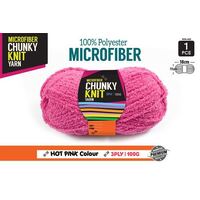 Chunky Knitting Wool/Yarn 100G - Hot Pink - 3 Ply Microfiber 100% Polyester- alt image 0