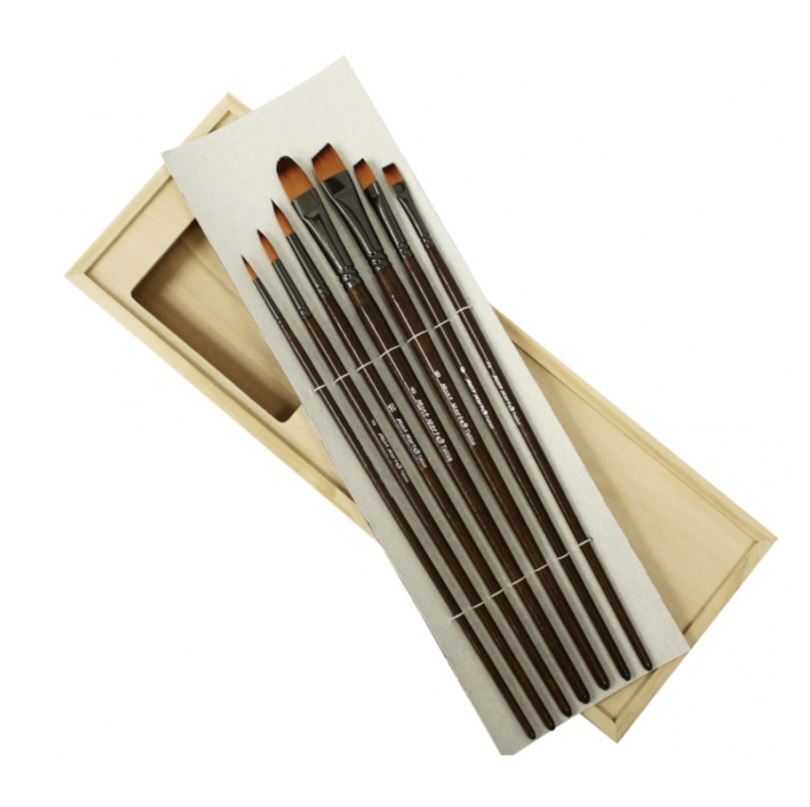 Mont Marte Paint Brush Set - Acrylic Brushes In Wooden Box 7pc- alt image 1