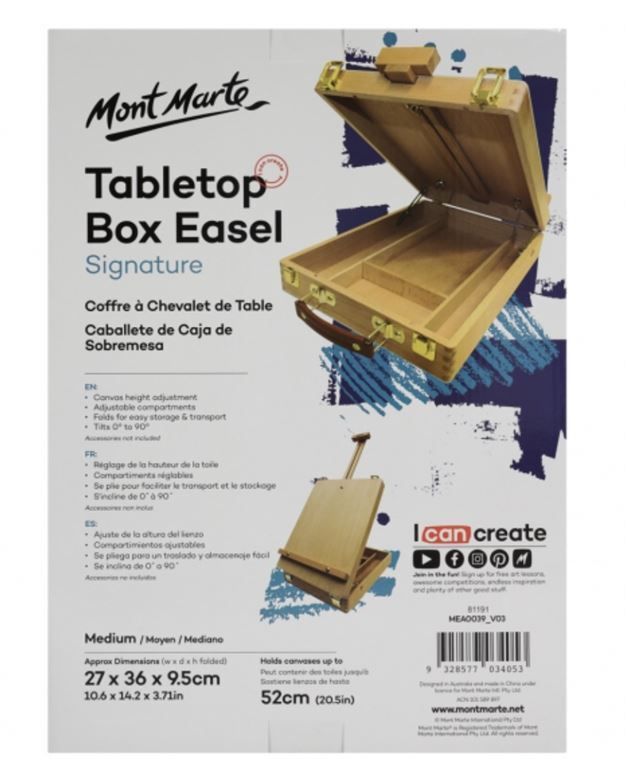 Mont Marte Signature Desk Tabletop Box Easel Medium - Beech- alt image 1