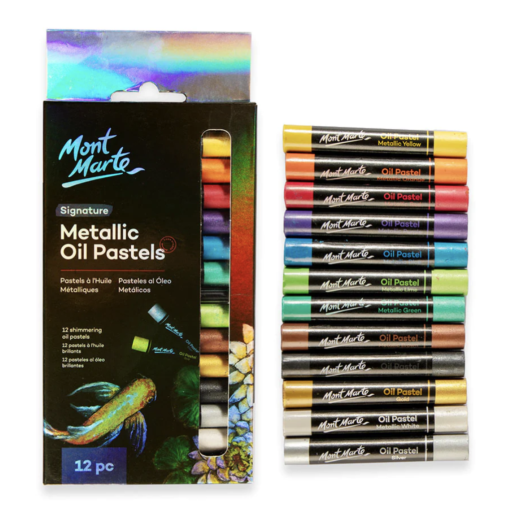 Mont Marte Metallic Oil Pastels 12pc Cheap Art Supplies Online