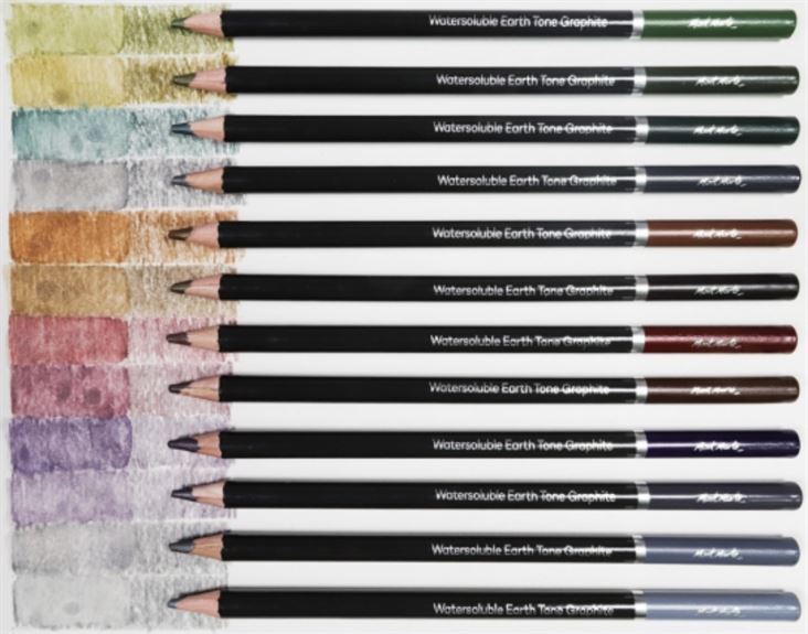 Mont Marte Watersoluble Earth Tones Coloured Graphite Pencils 12pc- alt image 1