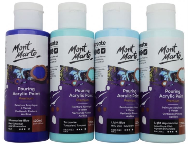 Mont Marte Premium Pouring Acrylic Paint 120ml 4pc Set - Marina- alt image 1