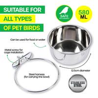 Bird Feeder Stainless Steel 12.5cm 580ml- alt image 1
