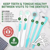 8PC Dental Hygiene Teeth Cleaning Kit Tongue Tooth Brush Stain Eraser Dentist- alt image 1