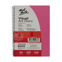 Mont Marte Visual Art Diary Spiral Bound Colour Cover White Paper A4 110gsm 120 Sheet- alt image 1