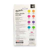 Mont Marte Intro Paint Set - Fluro Acrylic Paint 8pc x 18ml - Glows Under Black Light- alt image 1