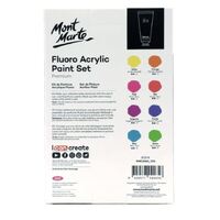 Mont Marte Premium Paint Set - Fluro Acrylic Paint 8pc x 36ml- alt image 1
