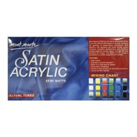 Mont Marte Satin Acrylic Semi Matte Paint Set - Primary Colours 6pc x 75ml- alt image 1
