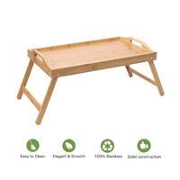 Bamboo Folding Tray Wood Bed Laptop Desk Food Serving Table- alt image 1