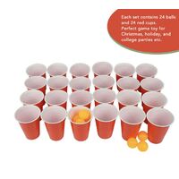 Beer Pong Drinking Game Set 24 Cups 24 Balls Adult Alcohol Party Pub BBQ Gift- alt image 1
