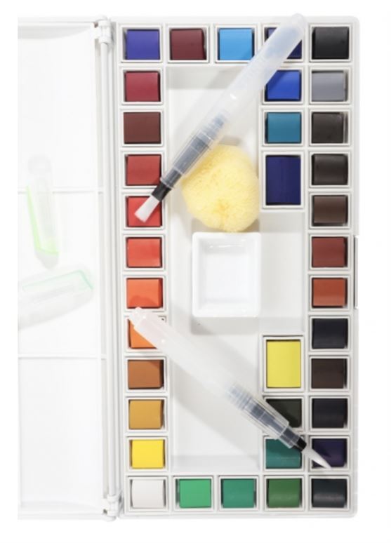 Mont Marte Premium Paint Set - Watercolour Half Pan w/Water Brush 40pc- alt image 2