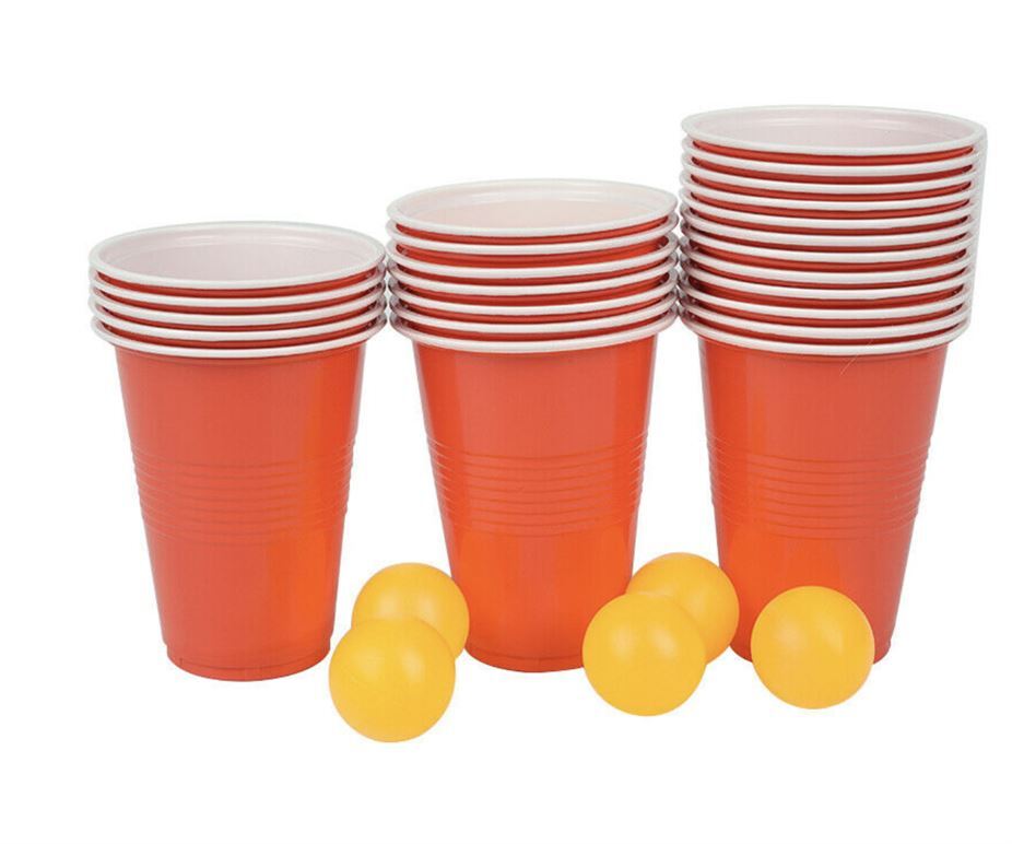 Beer Pong Drinking Game Set 24 Cups 24 Balls Adult Alcohol Party Pub BBQ Gift- alt image 2