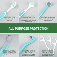 8PC Dental Hygiene Teeth Cleaning Kit Tongue Tooth Brush Stain Eraser Dentist- alt image 2