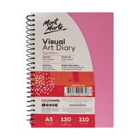 Mont Marte Visual Art Diary Spiral Bound Colour Cover White Paper A5 110gsm 120 Sheet- alt image 2