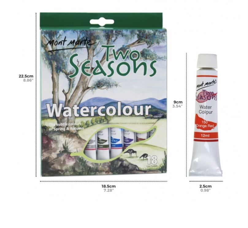 Mont Marte Paint Set - Two Seasons Pastel Colours Watercolour Paint 18pc x 12ml- alt image 3