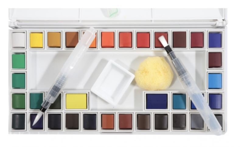 Mont Marte Premium Paint Set - Watercolour Half Pan w/Water Brush 40pc- alt image 3