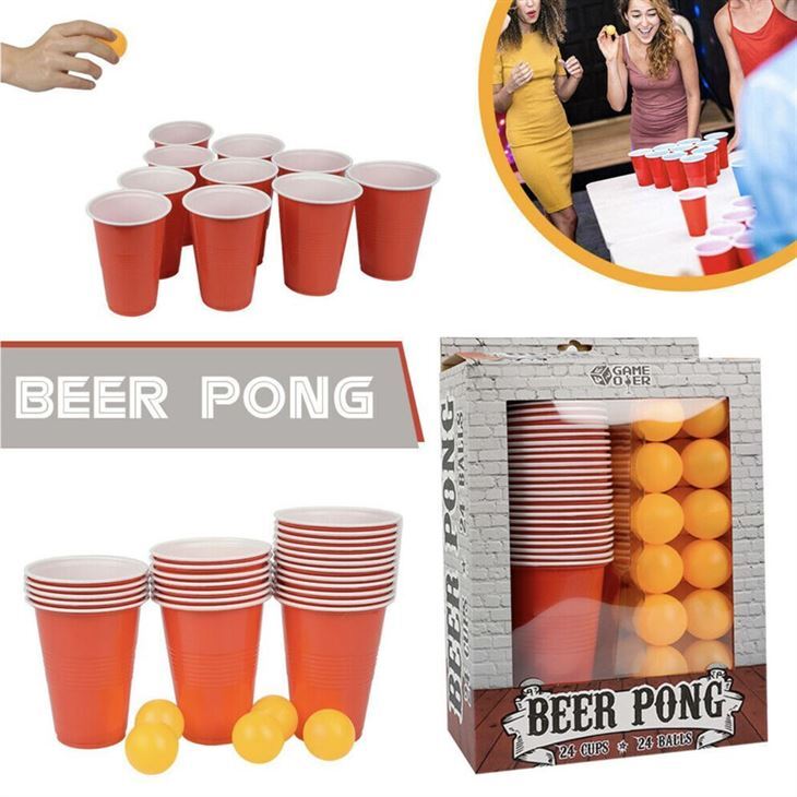 Beer Pong Drinking Game Set 24 Cups 24 Balls Adult Alcohol Party Pub BBQ  Gift - BargainPlus.com.au