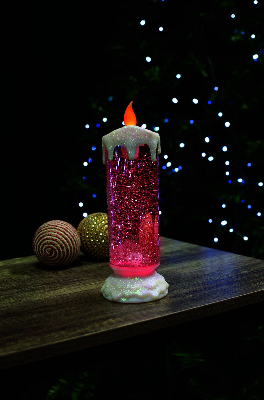 Colour Changing LED Glitter Swirl Candle- alt image 3