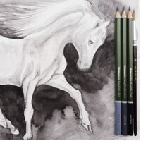 Mont Marte Signature Watersoluble Graphite Pencil Set - 5pc With Brush- alt image 6