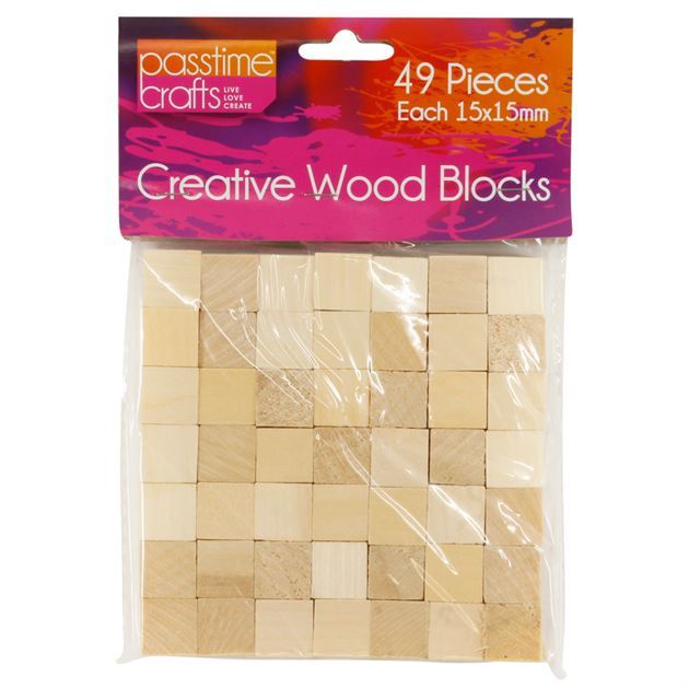 Craft Wooden Blocks Square Cube Natural Wood - 49pk- main image