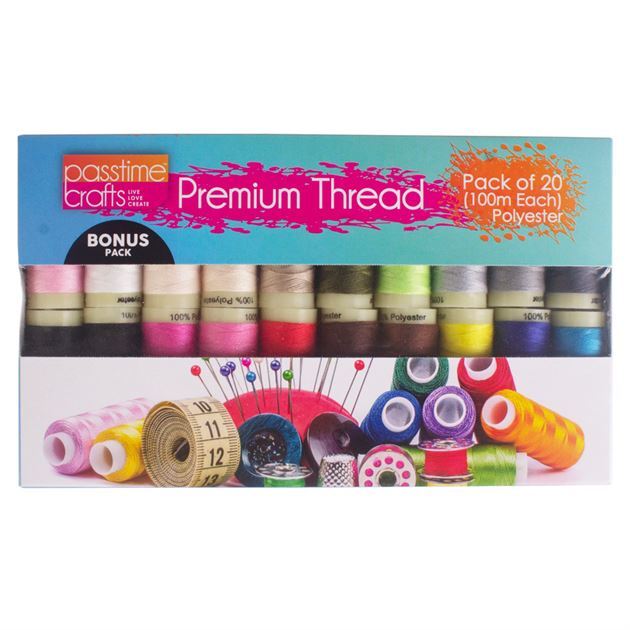Passtime Crafts Premium Polyester Thread Pack of 20 - 100M Each- main image