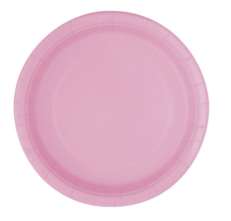 Lovely Pink Round Paper Plates 8 Pack 18cm- main image