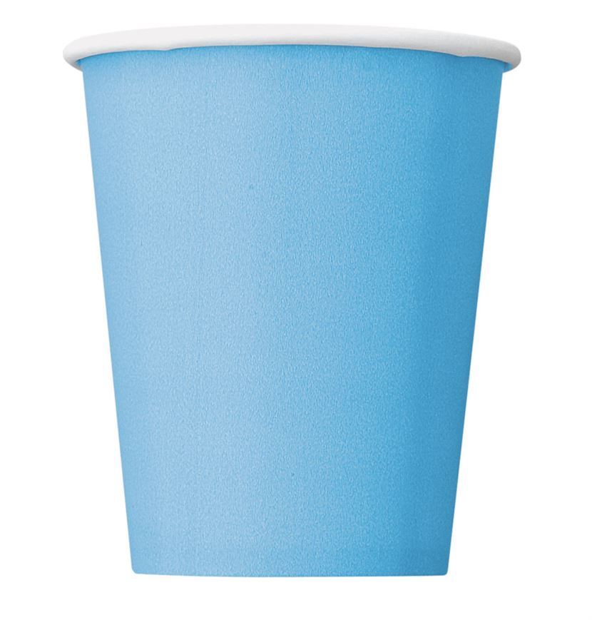 Powder Blue Paper Cups 270ml 8 Pack- main image