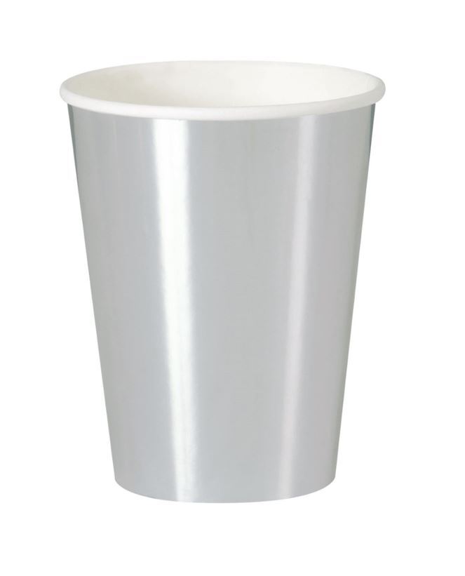 Silver Foil Paper Paper Cups 355ml 8 Pack- main image
