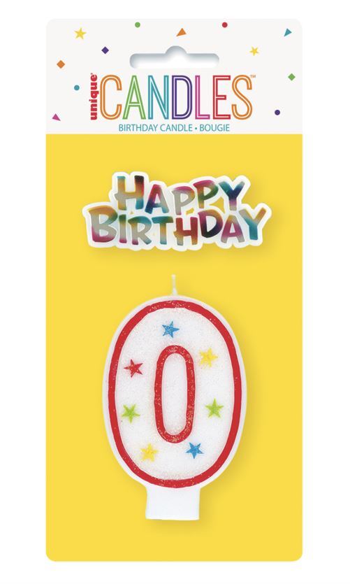 Numeral Candle With Happy Birthday Cake Topper - 0- main image