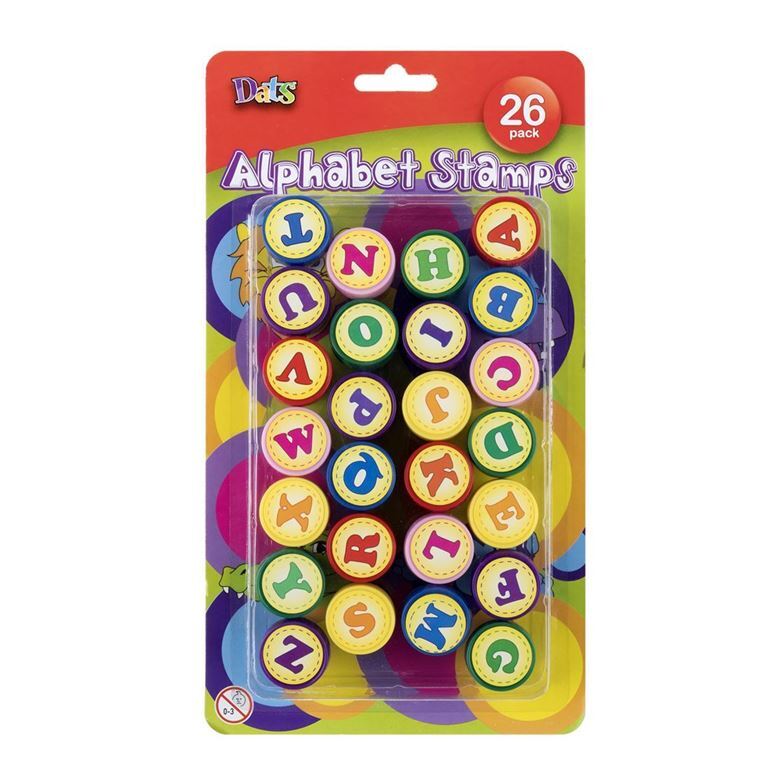 Kids 26 Pack Alphabet Stamps Capital Letters Set ABC Self Ink Stamps- main image