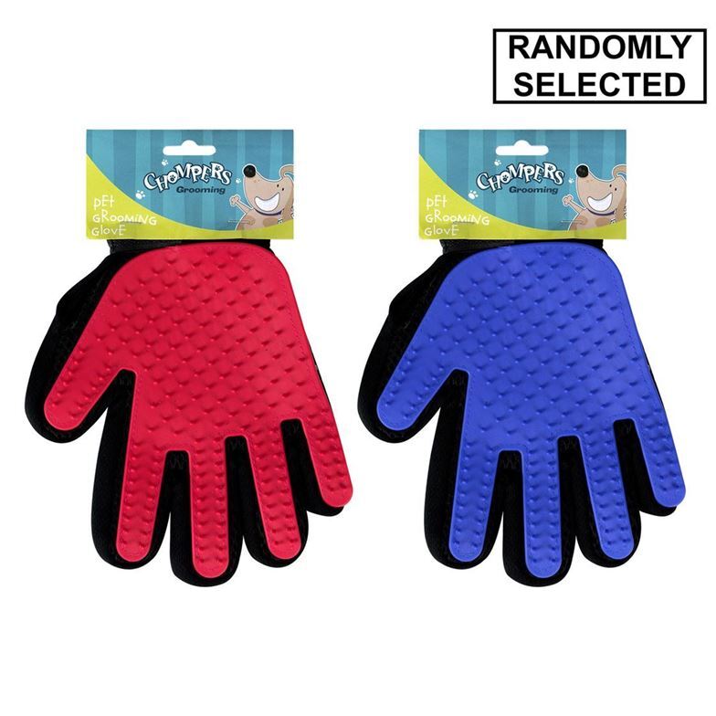 Pet Grooming Glove Brush 2 Asstd Colours Blue / Red- main image