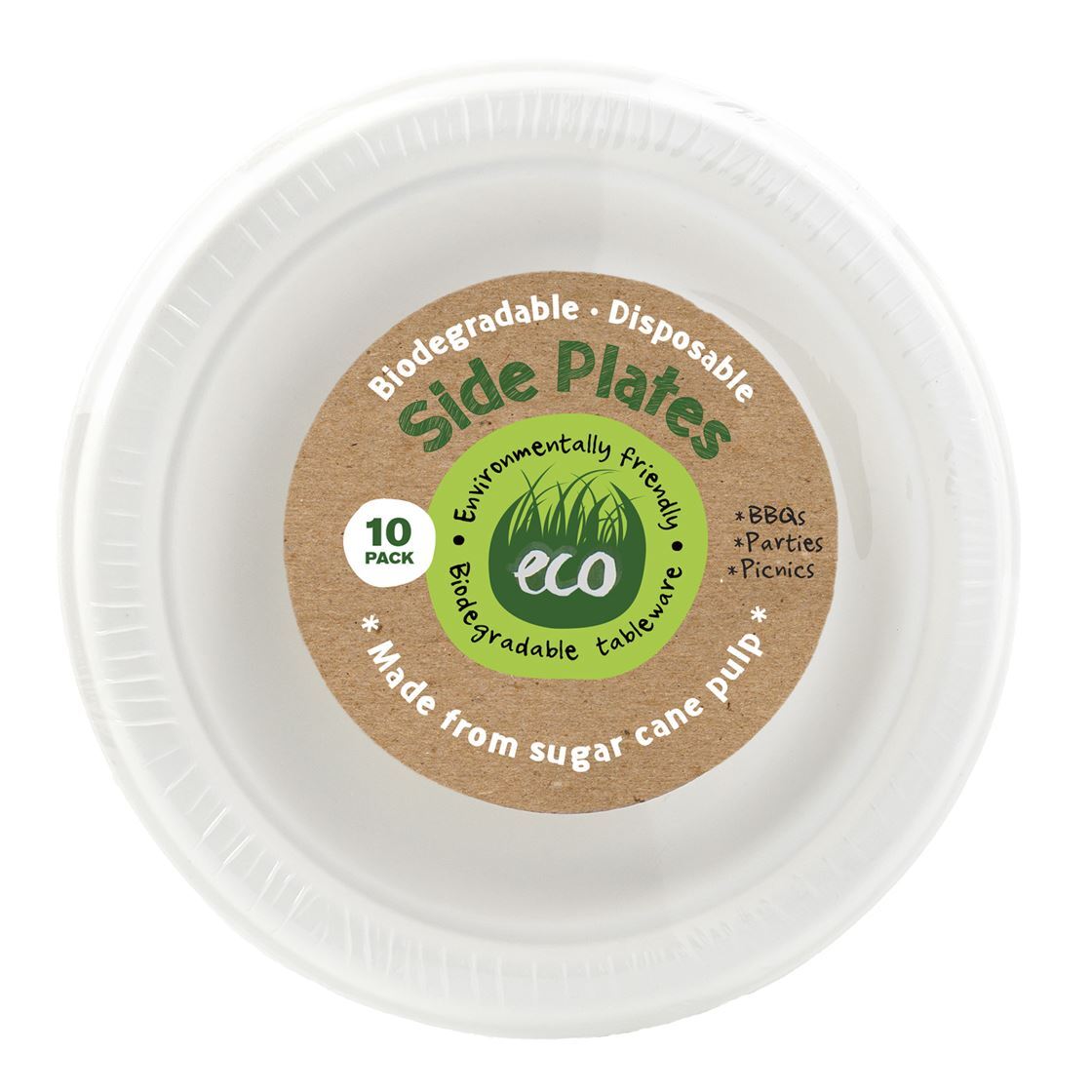 Eco Friendly Biodegradable Side Plates 18cm 10 Pack- main image