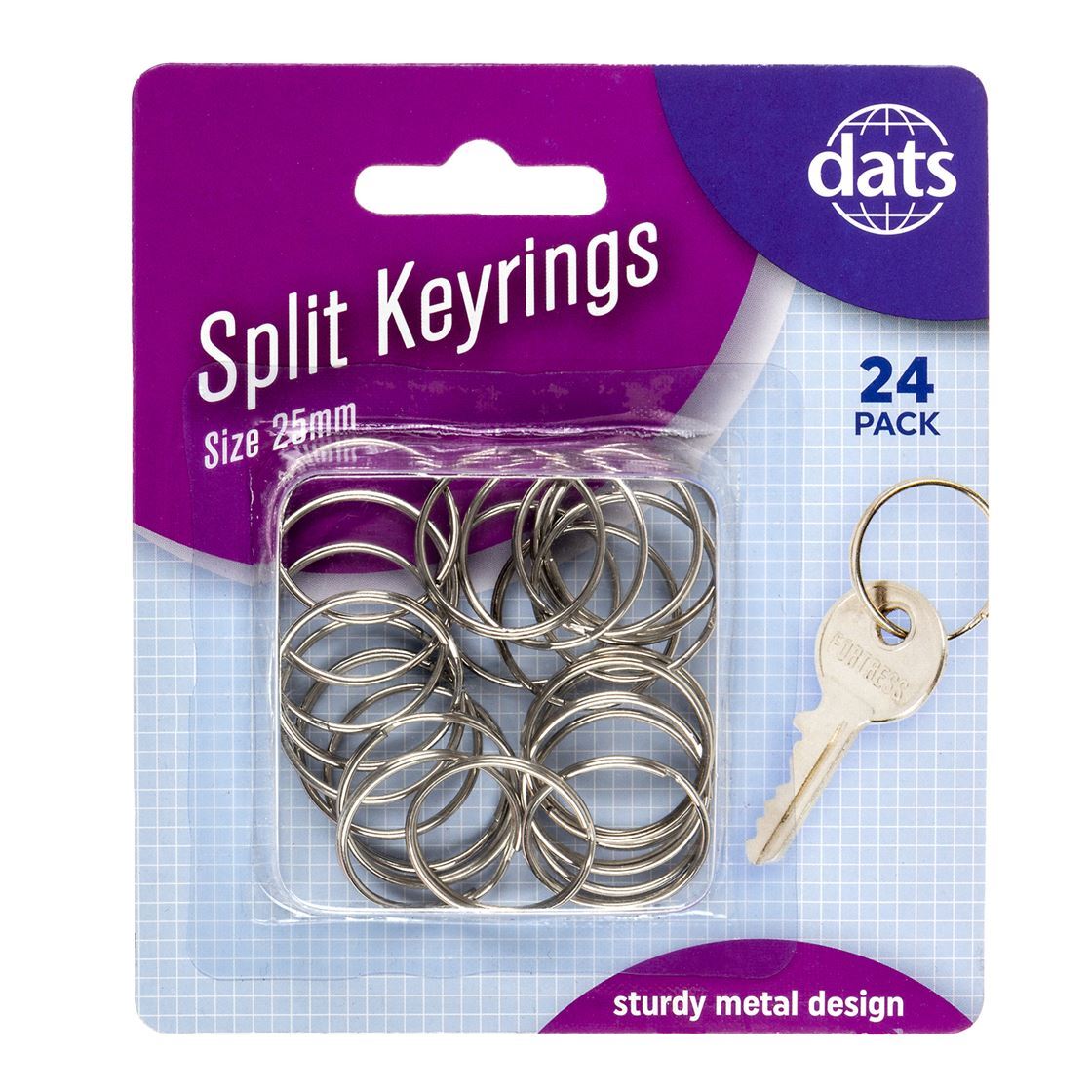 Keyring Split Rings Heavy Duty Keychain Accessories 25mm 24pk- main image