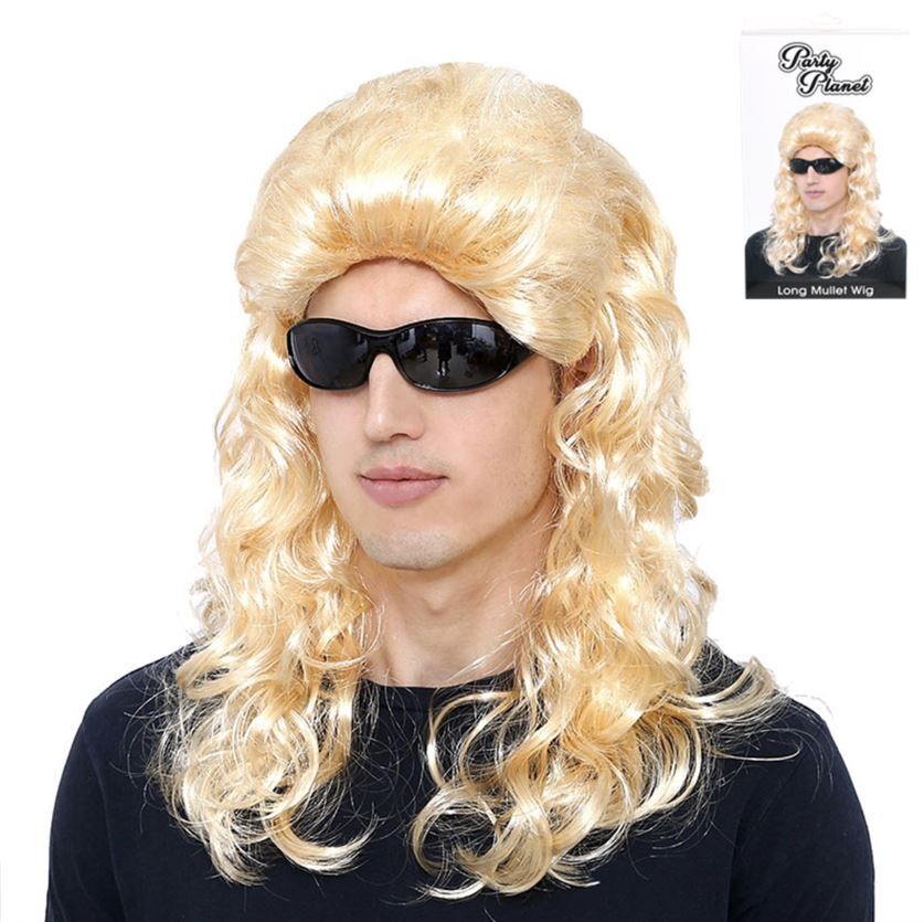80s Blonde Long Mullet Wig- main image