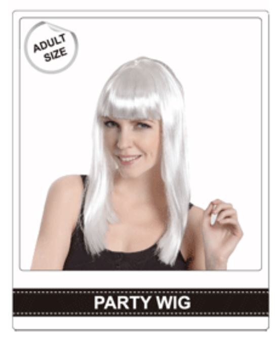 White Long Straight Costume Wig- main image