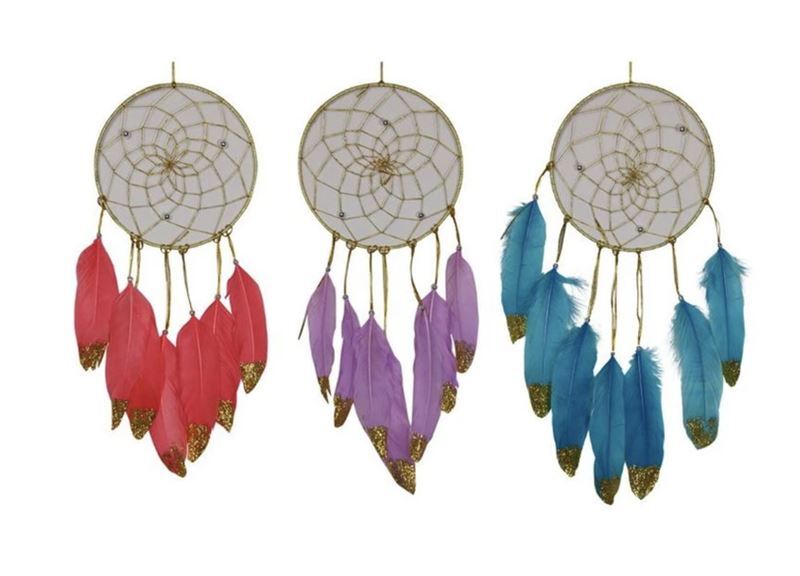 16CM DREAMCATCHER WITH GOLD ACCENT 3 ASS- main image