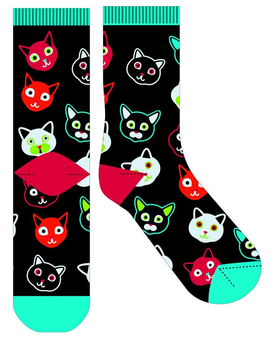 Glow In The Dark Novelty Socks Cats