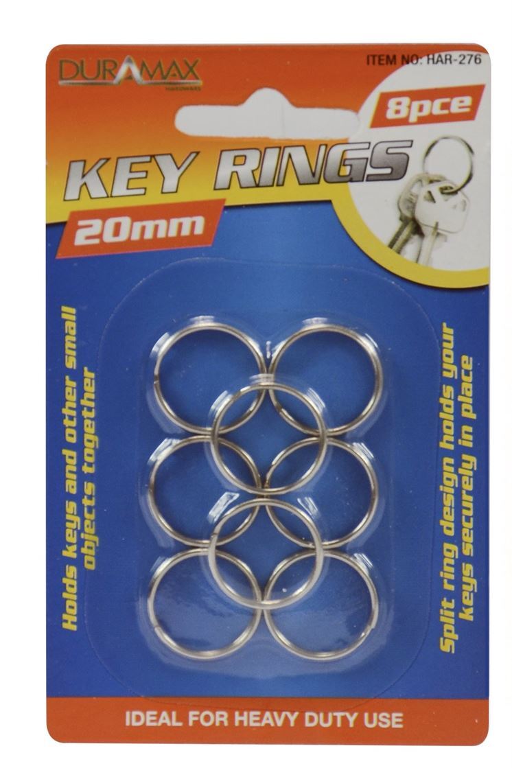 8pcs Key Ring 20mm Split Ring Design Heavy Duty DIY Art Craft Stainless Steel- main image