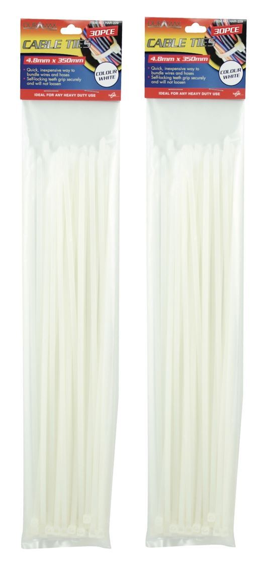 30pce CableTies-4.8x350mm-White- main image