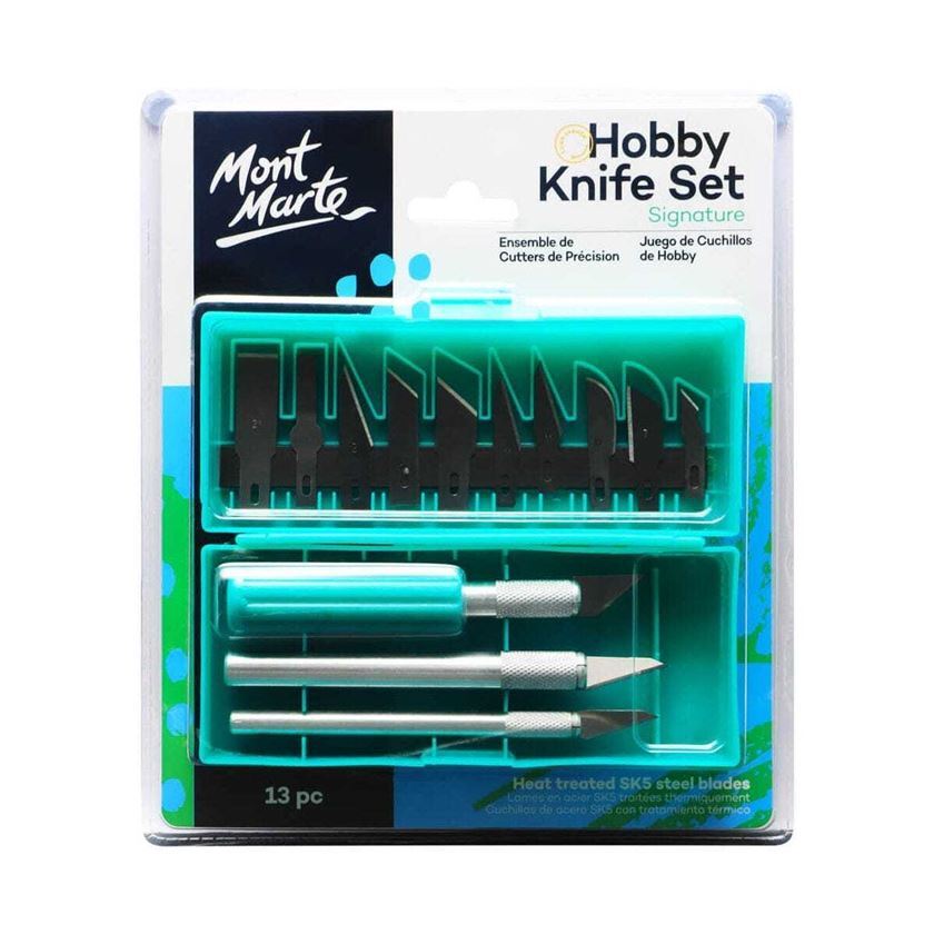 Mont Marte Hobby Knife Set SK5 Heat Treated Steel Blades 13pc- main image