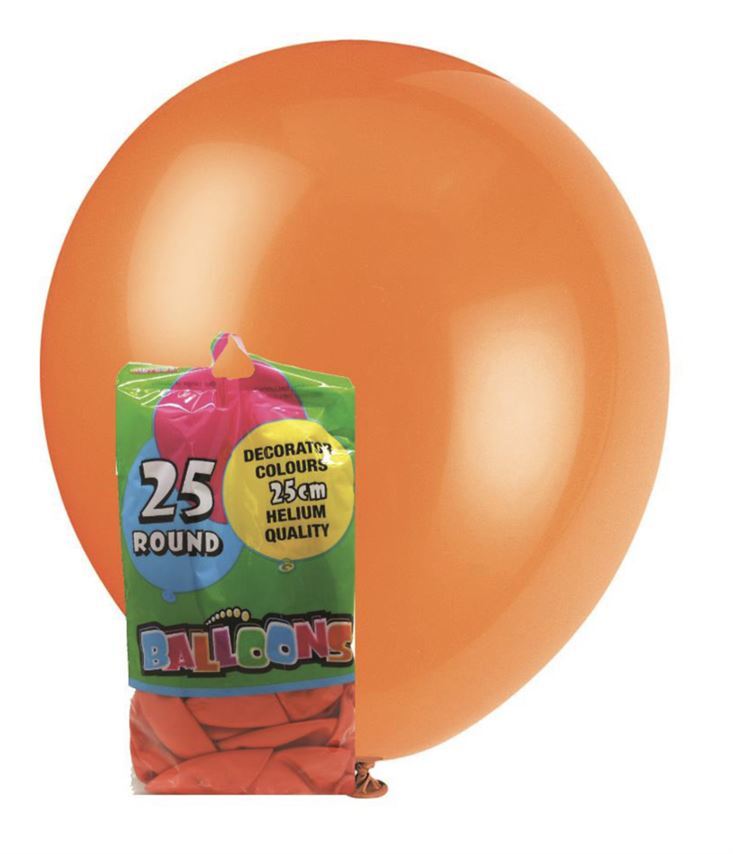 25cm Pumpkin Orange Decorator Balloons 20 Pack- main image