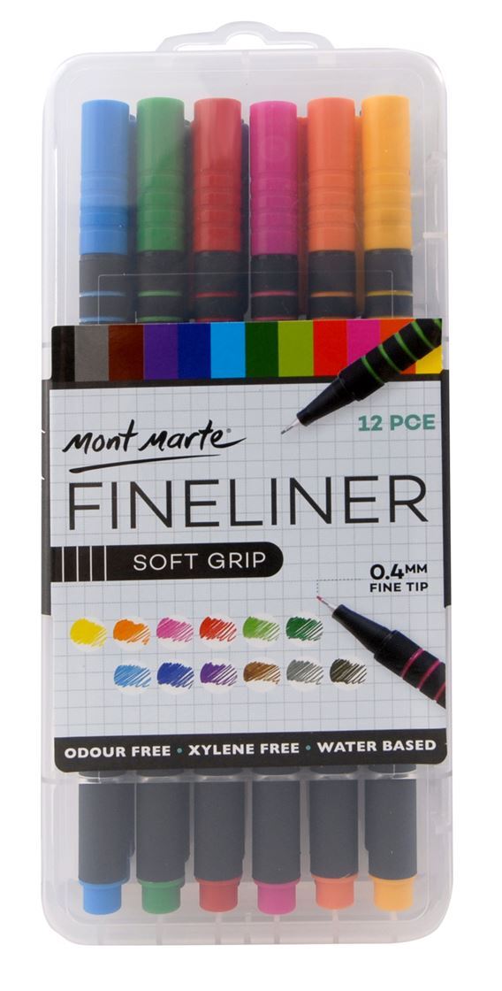 Mont Marte Fineliner Marker Pen Set - Soft Grip 12pc- main image