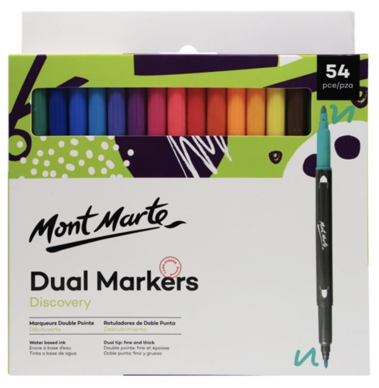 Mont Marte Marker Set - Dual Art Marker Fine & Brush Tip 54pc- main image
