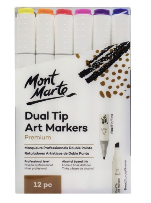 Mont Marte Premium Marker Set - Dual Tip Alcohol Ink Art Markers 12pc- main image