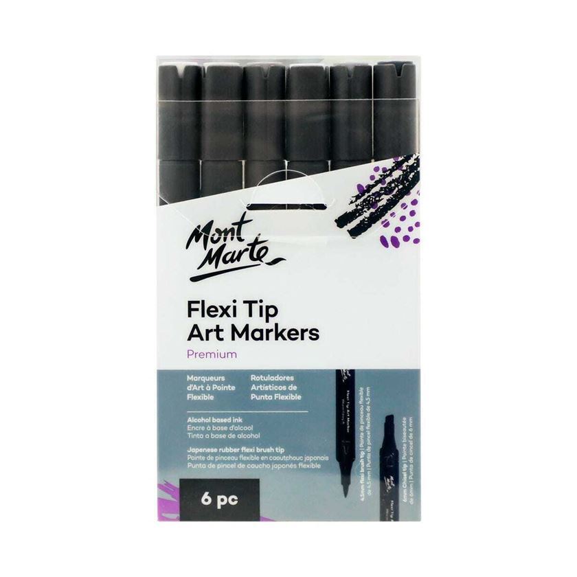 Mont Marte Flexi Tip Art Markers Premium Grey Tones 6pc- main image
