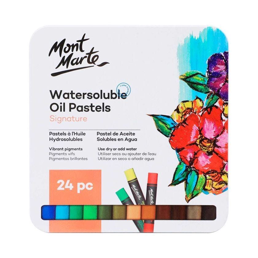 Mont Marte Premium Watersoluble Oil Pastels in Tin Box 24pc 