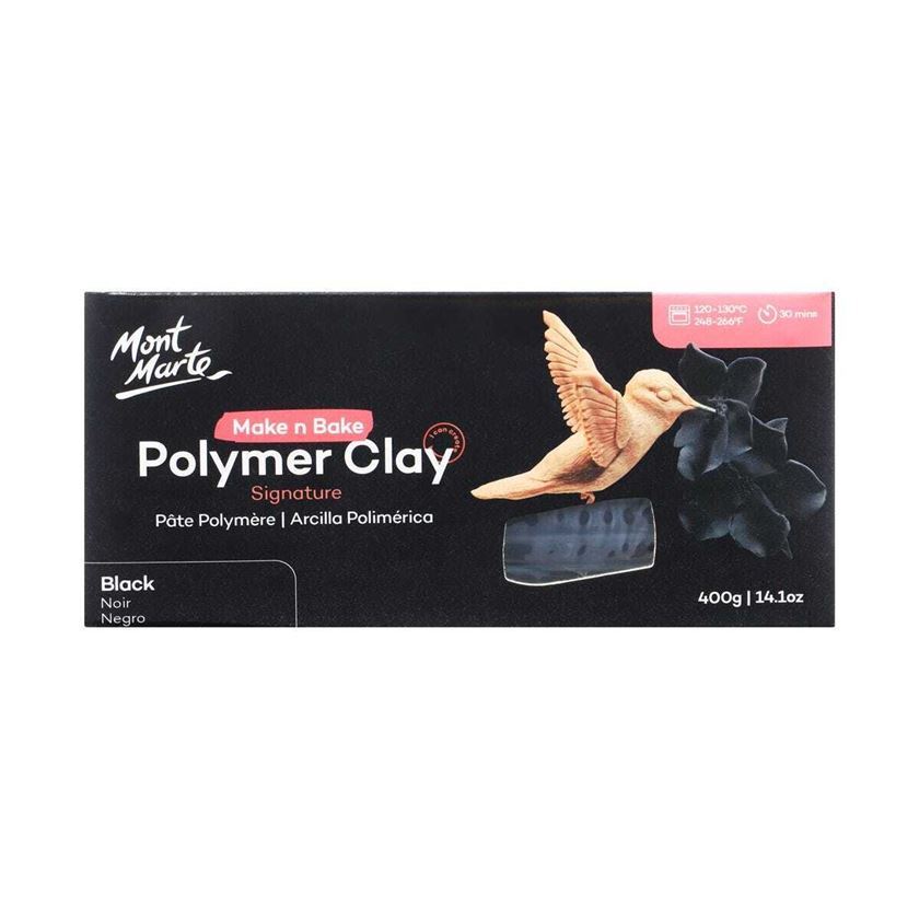 Mont Marte Make N Bake Polymer Clay 400g Block - Black- main image