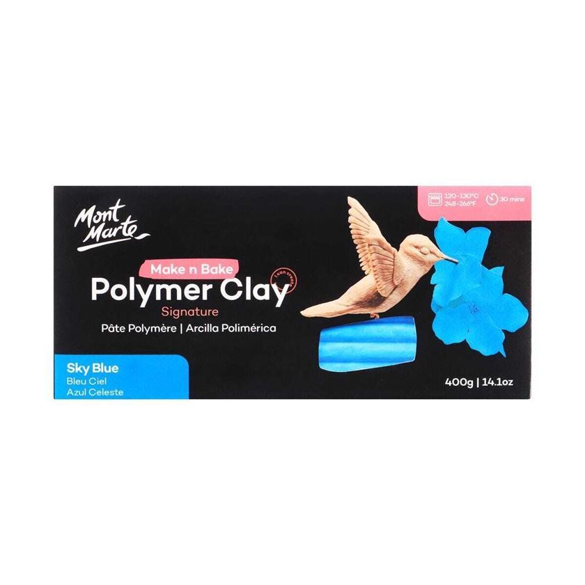 Mont Marte Make N Bake Polymer Clay 400g Block - Sky Blue- main image