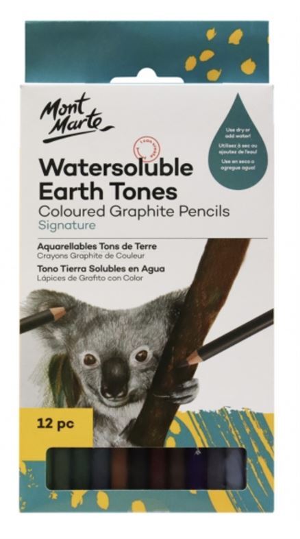 Mont Marte Watersoluble Earth Tones Coloured Graphite Pencils 12pc- main image